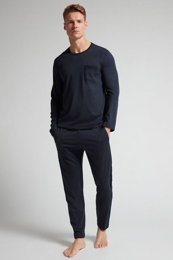 Black Intimissimi Superior Cotton Full Length Men Pajamas | 9650DLEIZ