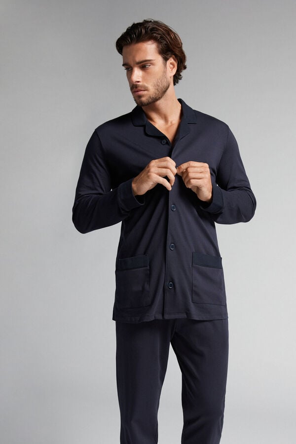 Black Intimissimi Superior Cotton Full Length Men Pajamas | 6528PIFTW