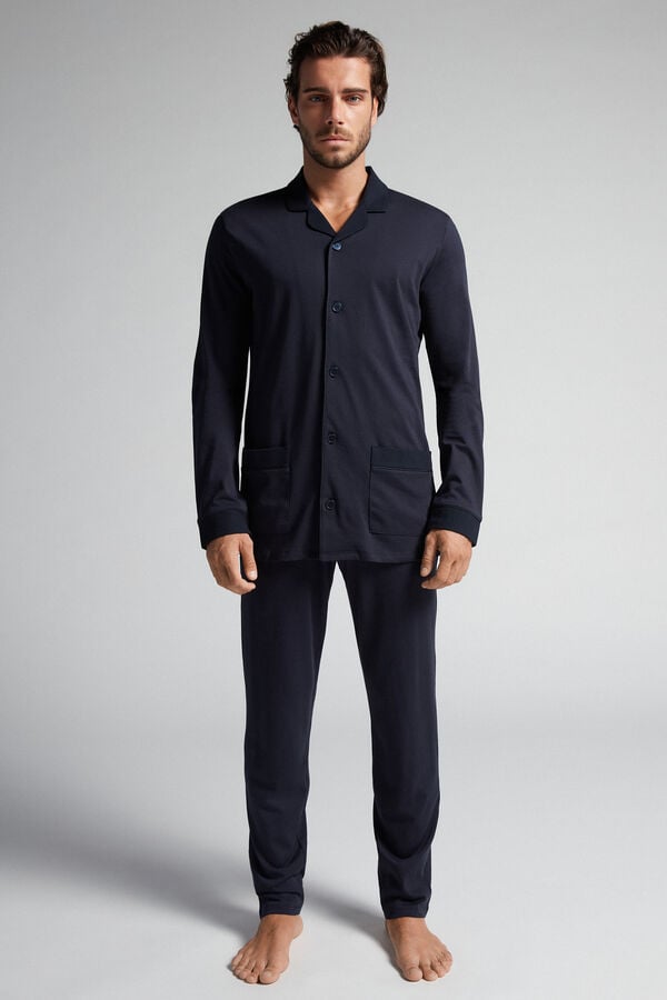 Black Intimissimi Superior Cotton Full Length Men Pajamas | 6528PIFTW