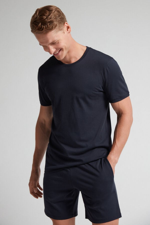 Black Intimissimi Superior Cotton Short Men Pajamas | 5412AOYEP