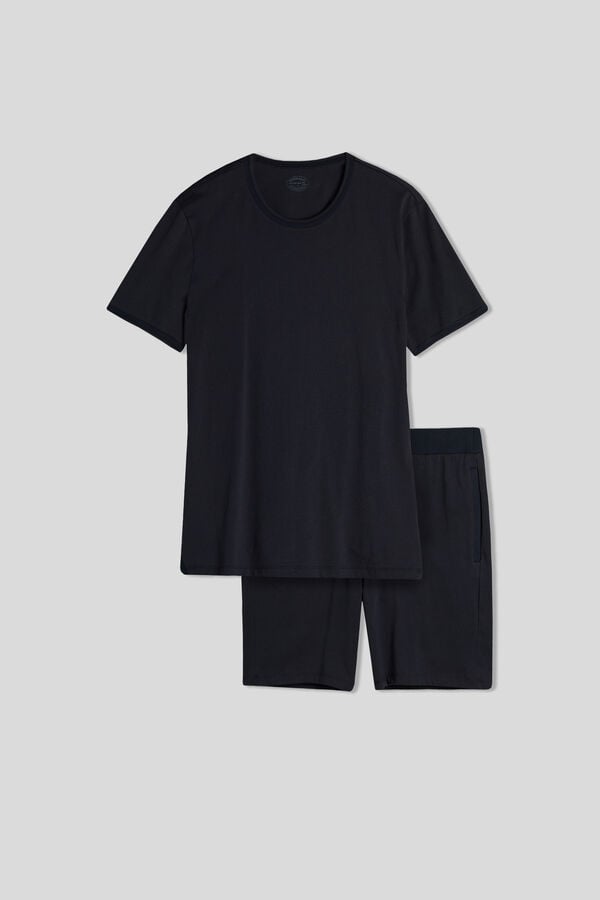 Black Intimissimi Superior Cotton Short Men Pajamas | 5412AOYEP