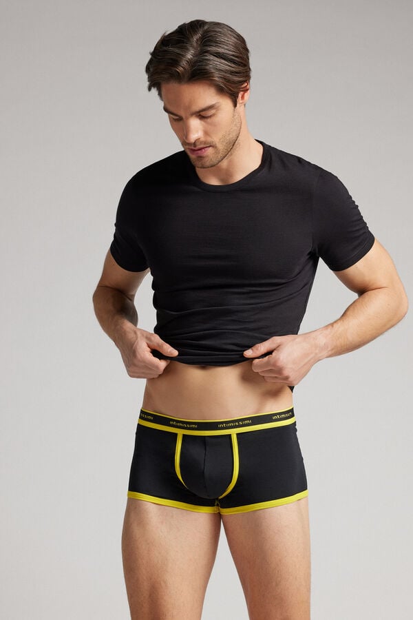 Black Intimissimi Superior Cotton With Logo Men Boxer | 0954POHRA