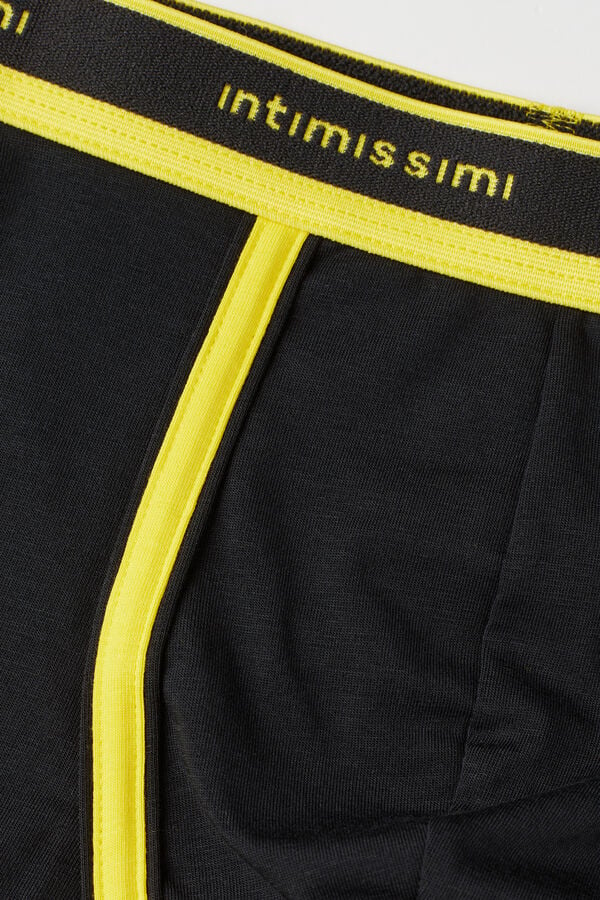 Black Intimissimi Superior Cotton With Logo Men Boxer | 0954POHRA