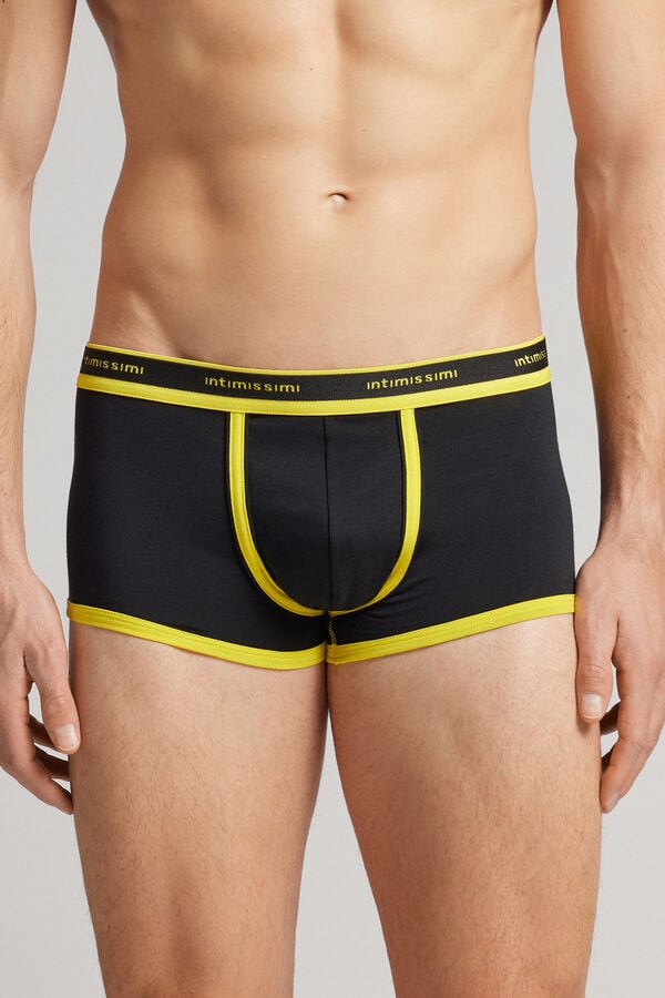 Black Intimissimi Superior Cotton With Logo Men Boxer | 0954POHRA