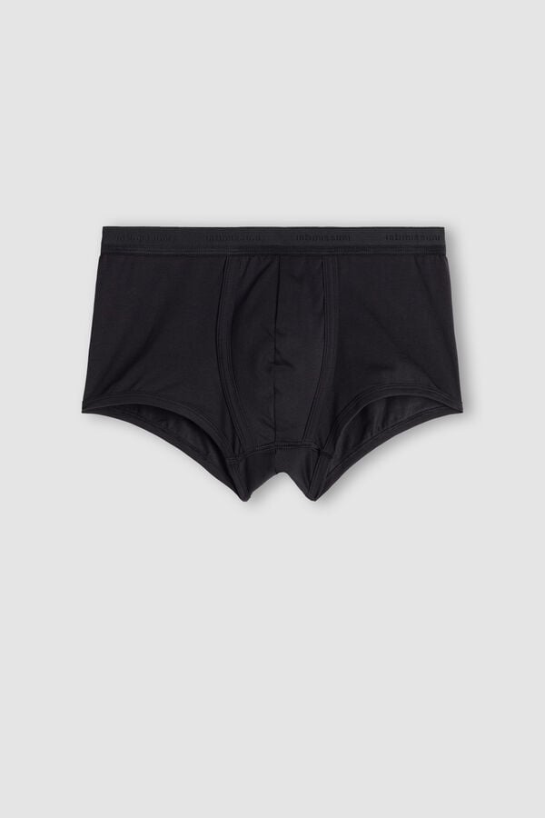 Black / Black Intimissimi Superior Cotton With Logo Men Boxer | 1706MGQSH