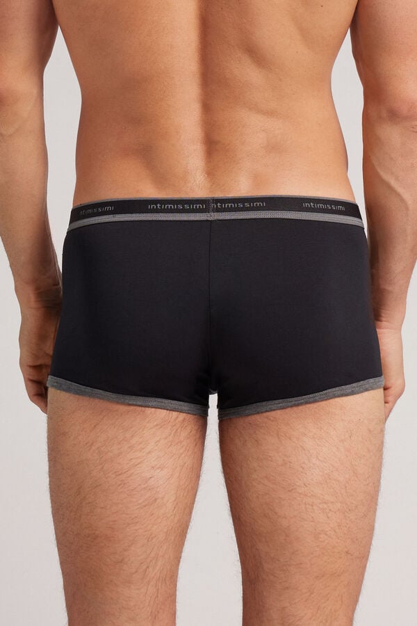 Black / Deep Grey Intimissimi Superior Cotton With Logo Men Boxer | 0429SVTDW