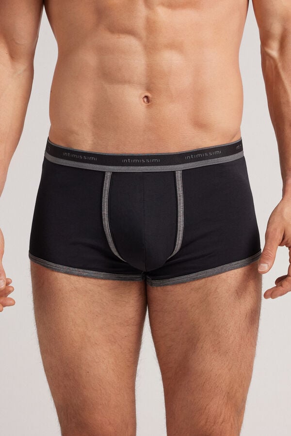 Black / Deep Grey Intimissimi Superior Cotton With Logo Men Boxer | 0429SVTDW