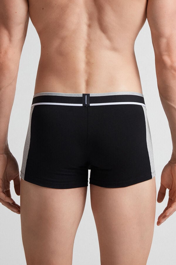 Black / Light Grey Intimissimi Two-Tone Superior Cotton Men Boxer | 0465XVSCY