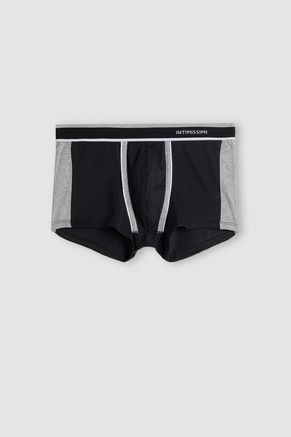 Black / Light Grey Intimissimi Two-Tone Superior Cotton Men Boxer | 0465XVSCY