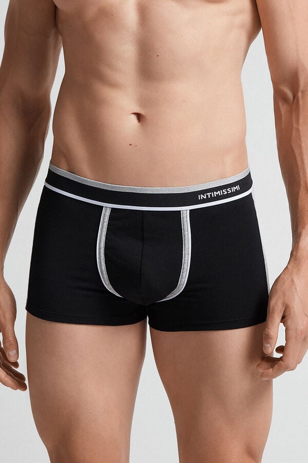 Black / Light Grey Intimissimi Two-Tone Superior Cotton Men Boxer | 0465XVSCY