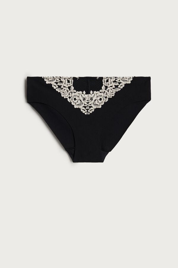 Black / White Intimissimi Pretty Flowers Seamless Cotton Women Panties | 7251AXQPR