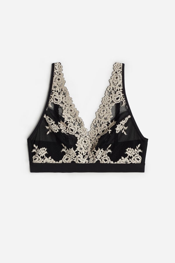 Black / White Intimissimi Pretty Flowers Lara Triangle Women Bra | 9218INSXH