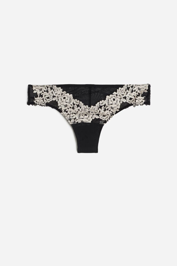 Black / White Intimissimi Pretty Flowerszilian Women Briefs | 8475TLBIQ