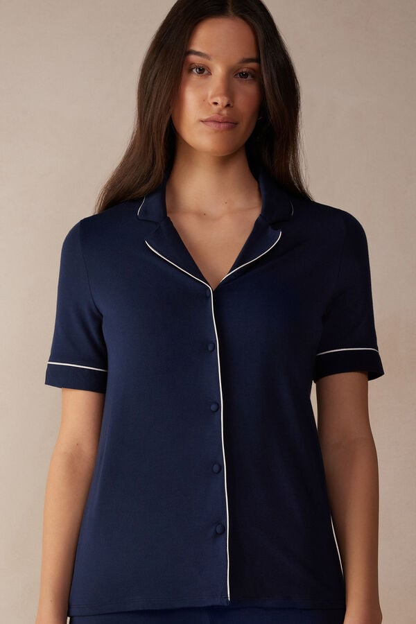 Blue Intimissimi Button Up In Modal Women Shirt | 9507VZNWL