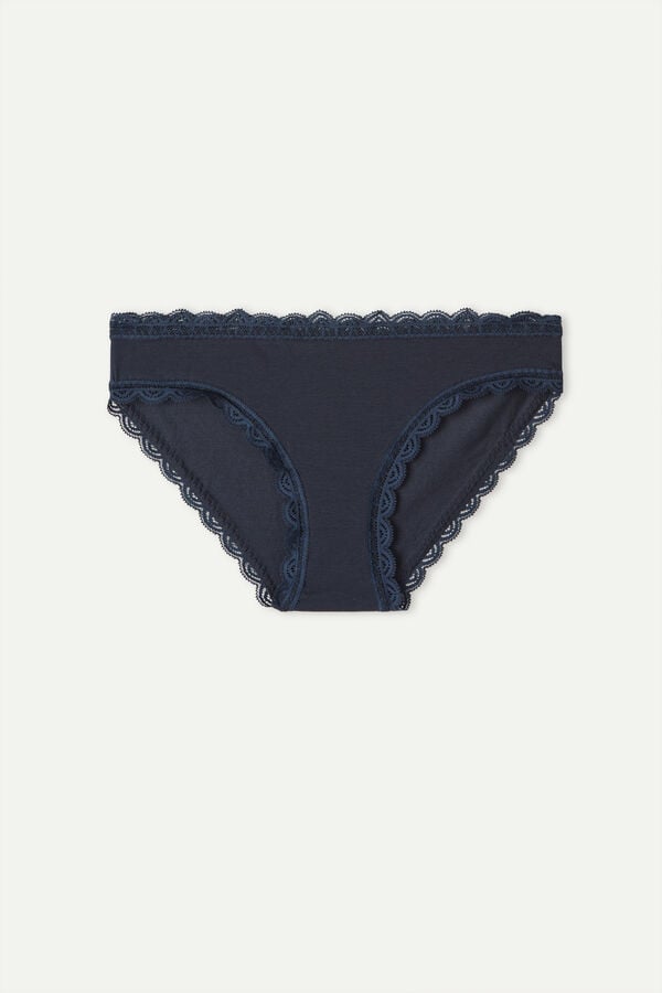 Blue Intimissimi Cotton And Lace Women Panties | 7436JMOEV