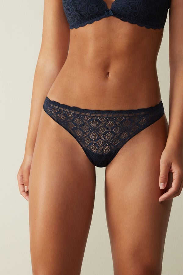 Blue Intimissimi Lace And Microfiberzilian Women Briefs | 4957PDCTY