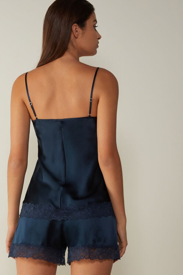 Blue Intimissimi Lace And Silk Women Tank Top | 1538JFIWM