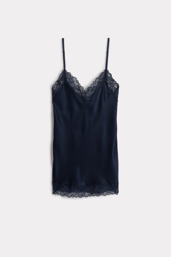 Blue Intimissimi Lace And Silk Women Tank Top | 1538JFIWM