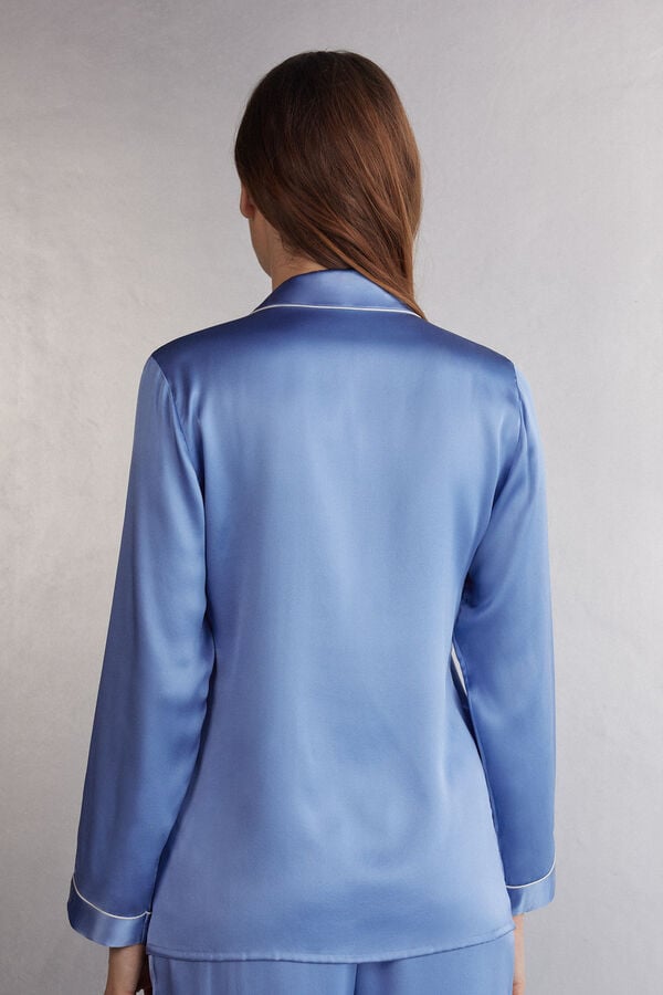 Blue Intimissimi Mannish-Cut In Silk Satin Women Jacket | 2603EQRXA