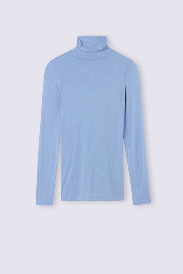 Blue Intimissimi Modal Cashmere Ultralight High-Neck Women Long Sleeve | 6012VUJLP