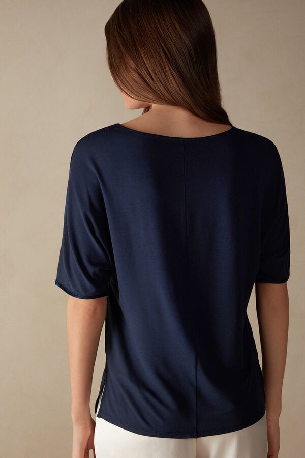 Blue Intimissimi Silk And Modal Women Short Sleeve | 5023VMDZB