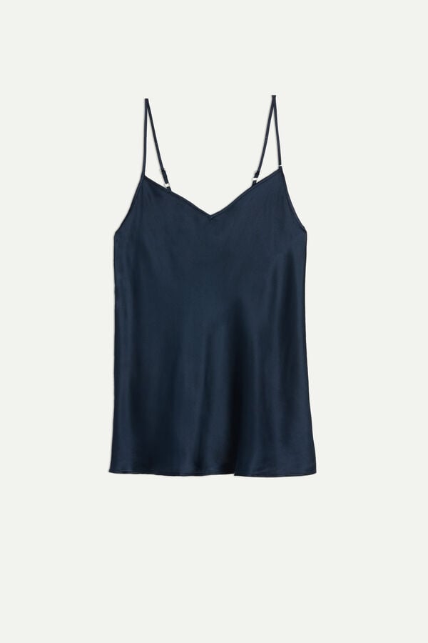 Blue Intimissimi Silk Satin With V-Neckline Women Tank Top | 6981CXLMT