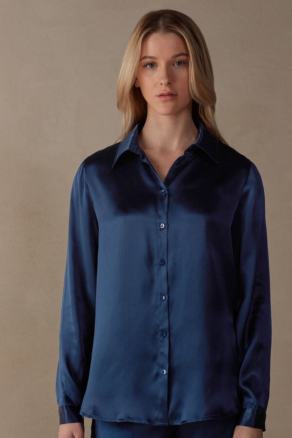 Blue Intimissimi Silk Women Shirt | 6928MXHNK