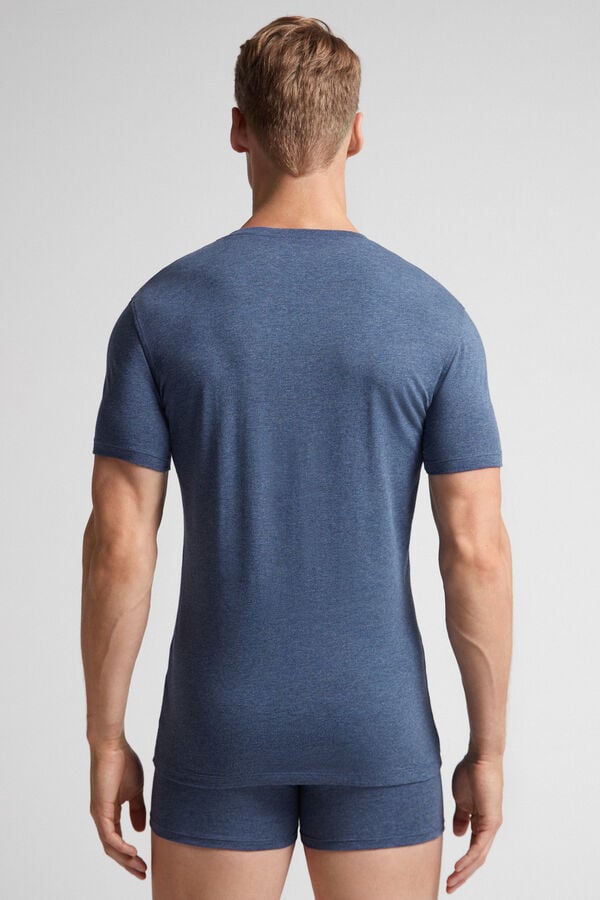 Blue Intimissimi Stretch Superior Cotton Men T-Shirt | 9278VCRQT