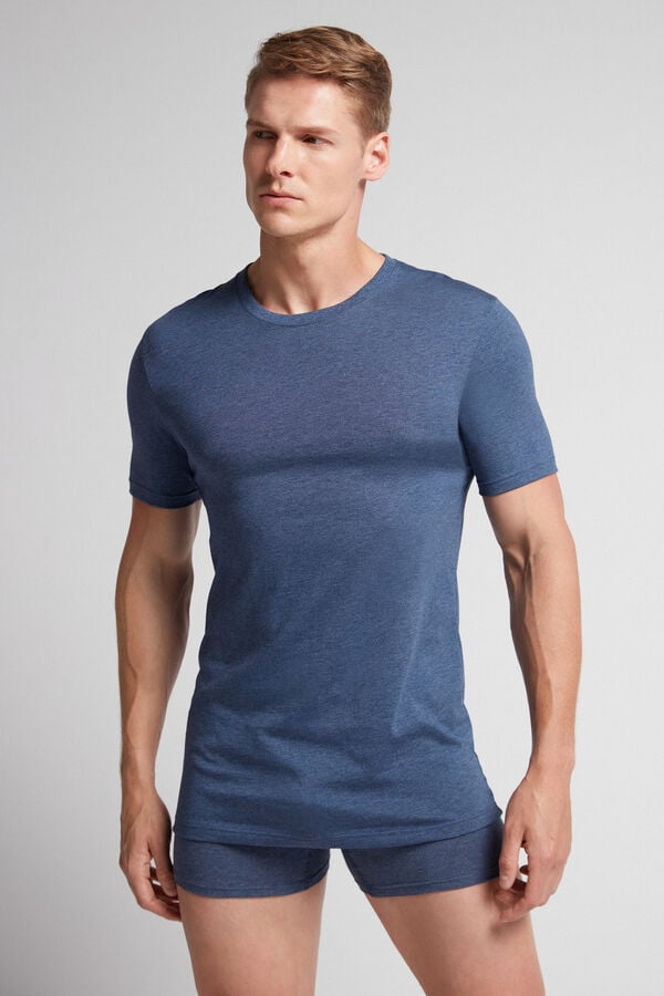 Blue Intimissimi Superior Cotton Men T-Shirt | 6504TGCVP