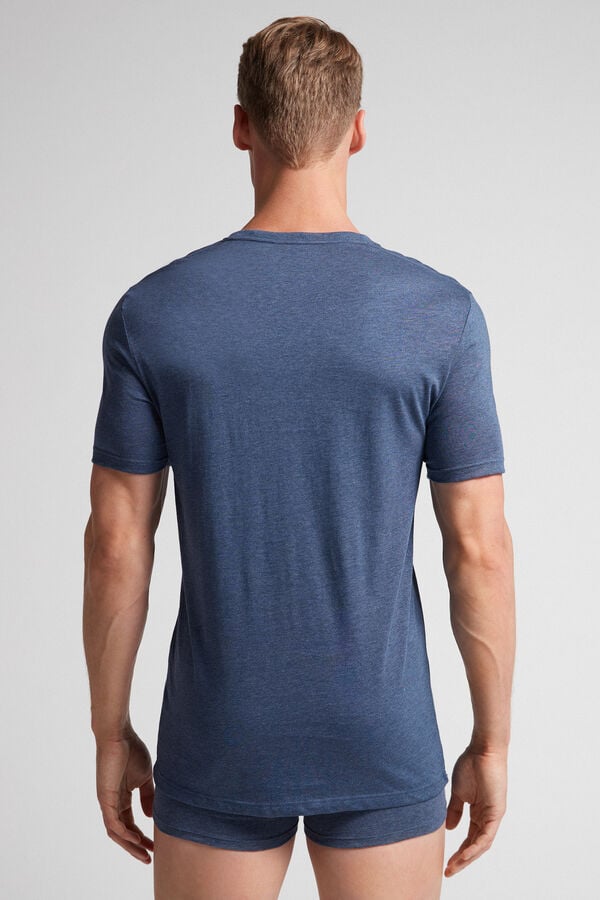 Blue Intimissimi Superior Cotton Men T-Shirt | 6504TGCVP