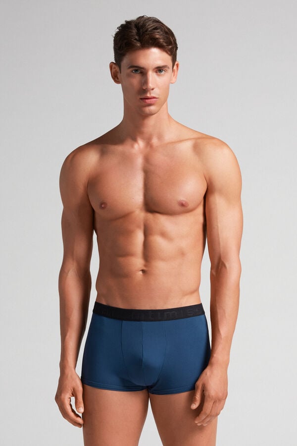 Blue / Black Intimissimi Microfiber Logo Men Shorts | 2570GPYAW