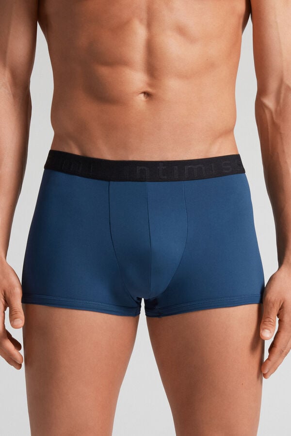 Blue / Black Intimissimi Microfiber Logo Men Shorts | 2570GPYAW