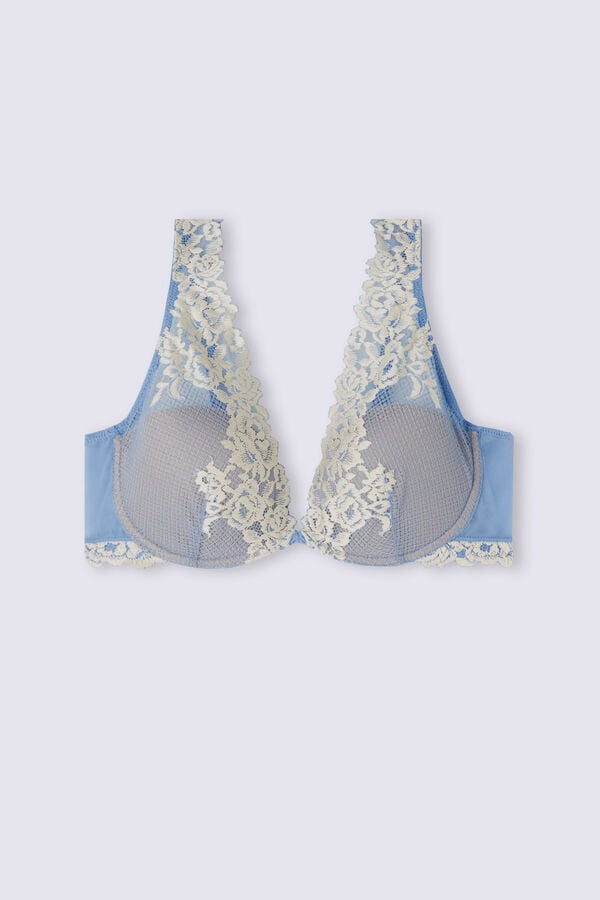 Blue / White Intimissimi Pretty Flowers Elena Balconette Women Bra | 0587RMSQY