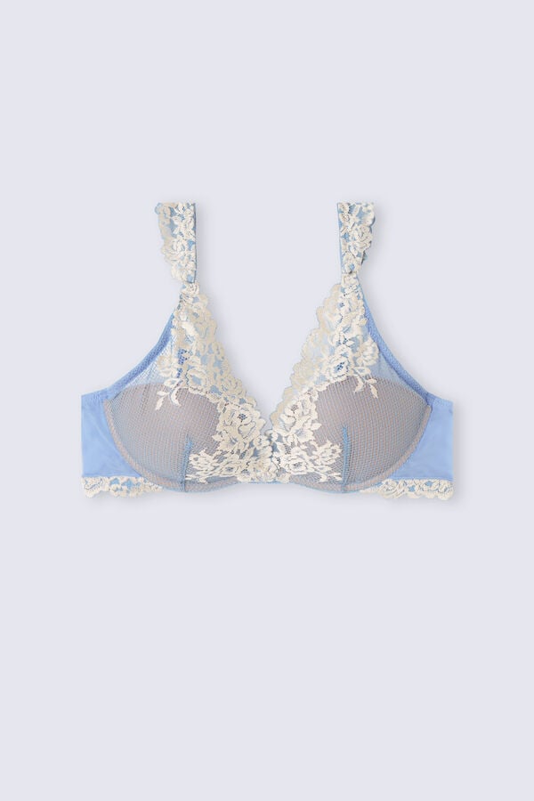 Blue / White Intimissimi Pretty Flowers Giorgia Balconette Women Bra | 8350BTEFJ