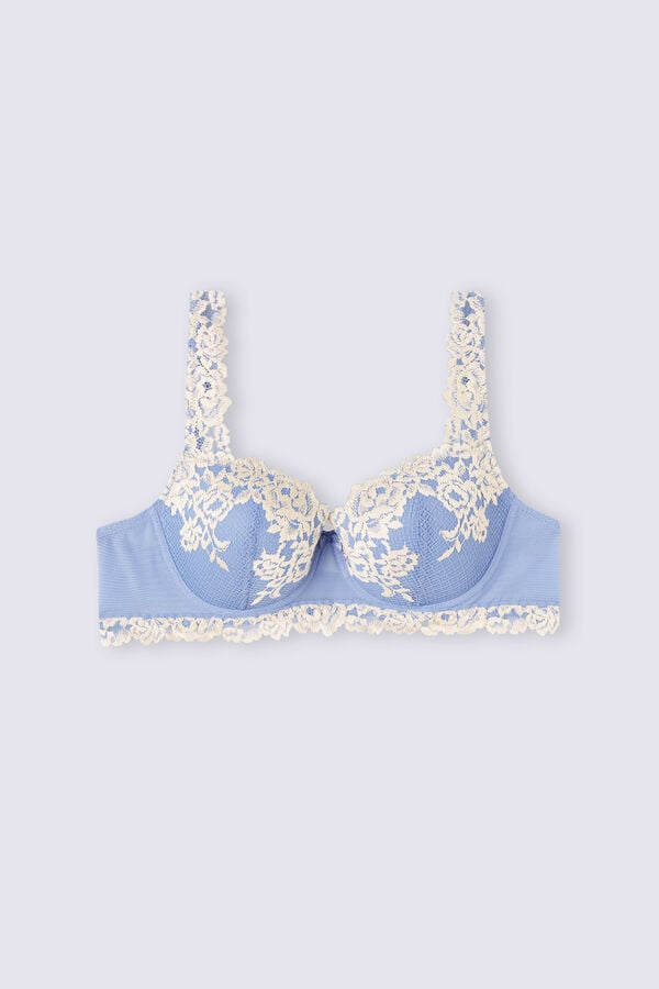 Blue / White Intimissimi Pretty Flowers Sofia Balconette Women Bra | 1968EPANM