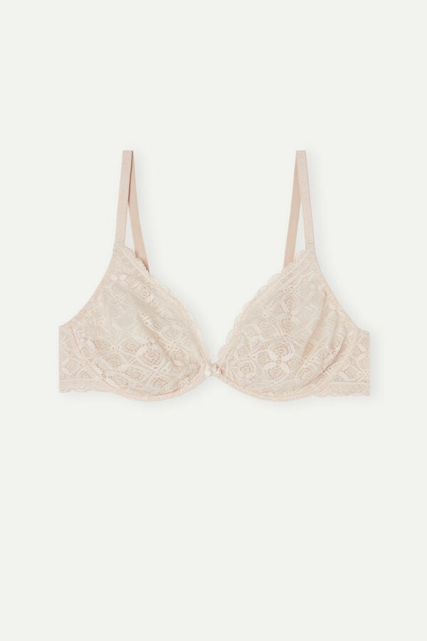 Cream Pink Intimissimi Alessia Balconette Lace Women Bra | 8359IODBN