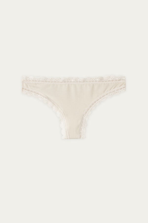 Cream Pink Intimissimi Cotton And Lacezilian Women Briefs | 9027JUDIG