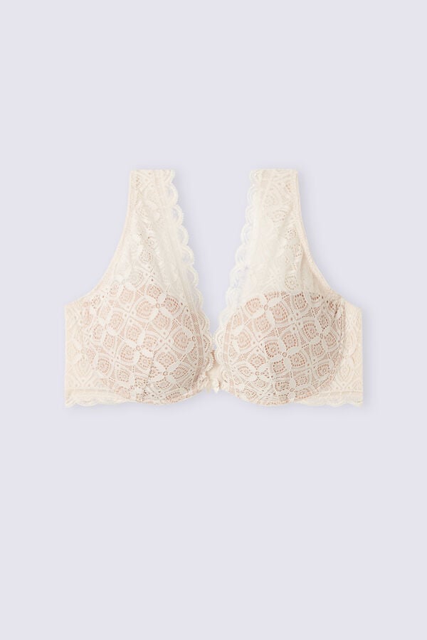 Cream Pink Intimissimi Elena Balconette Lace Women Bra | 2587RSMIC