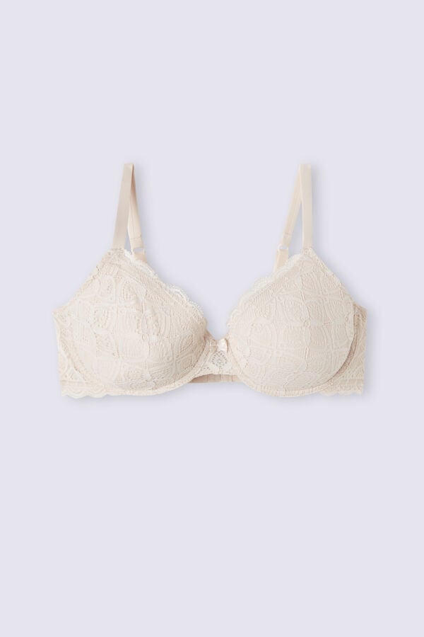 Cream Pink Intimissimi Francesca Balconette Lace Women Bra | 5480AIWNG