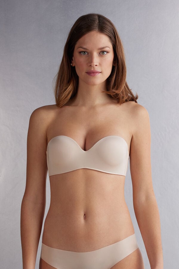 Cream Pink Intimissimi Gioia Bandeau Ultralight Microfiber Women Bra | 5643VBXMP