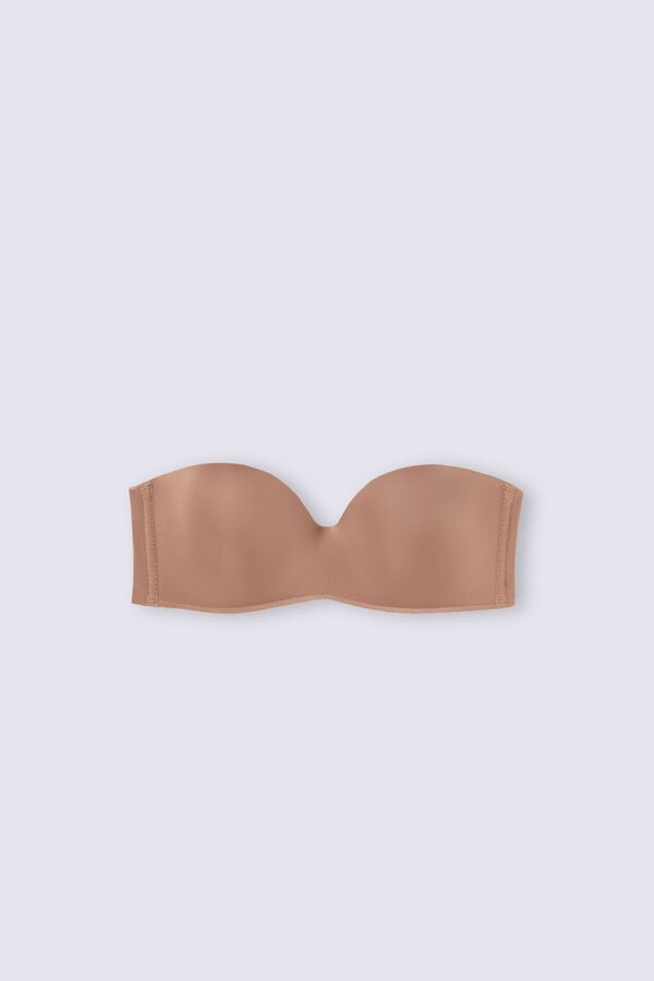 Dark Beige Intimissimi Gioia Bandeau Ultralight Microfiber Women Bra | 0268UODIV