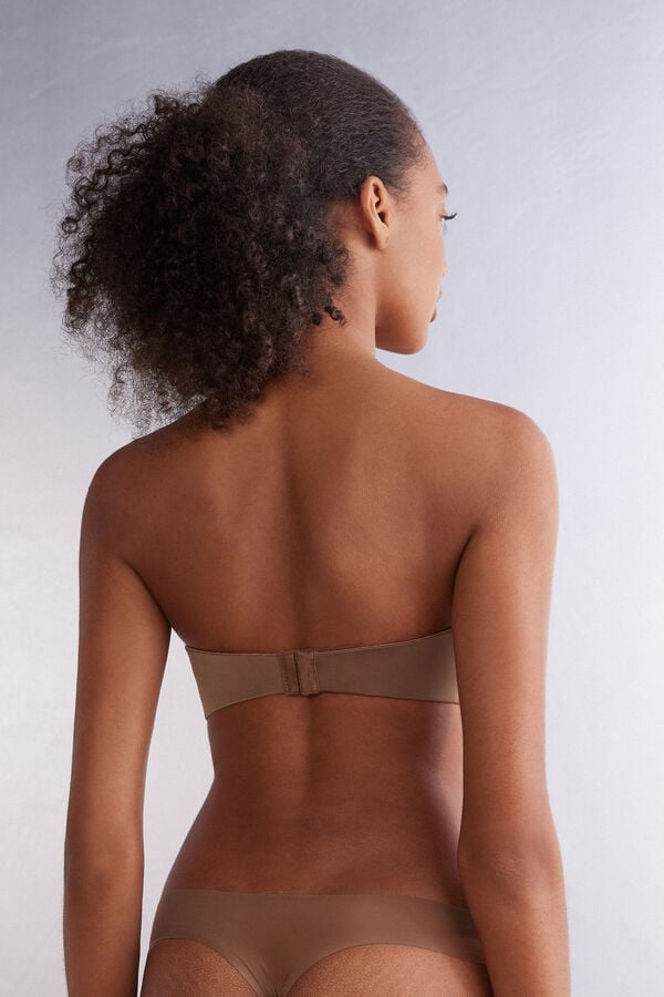 Dark Beige Intimissimi Monica Bandeau Ultralight Microfiber Women Bra | 9475ANFIO