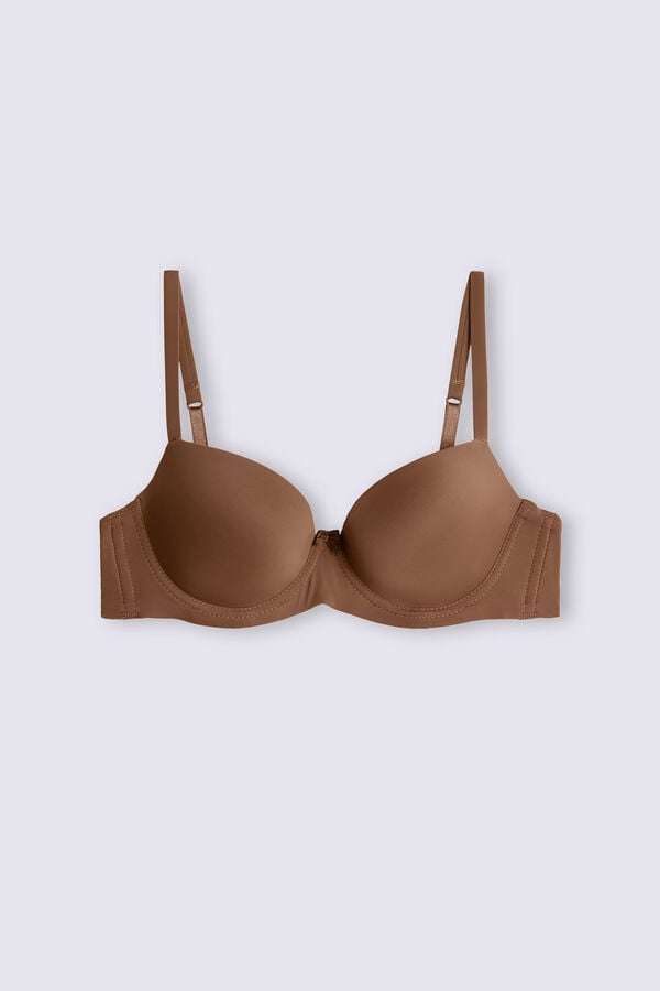 Dark Beige Intimissimi Sofia Microfiber Padded Balconette Women Bra | 5782MEOPW