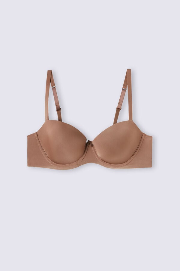 Dark Beige Intimissimi Sofia Natural Lift Balconette Ultralight Microfiber Women Bra | 0539VHZLF