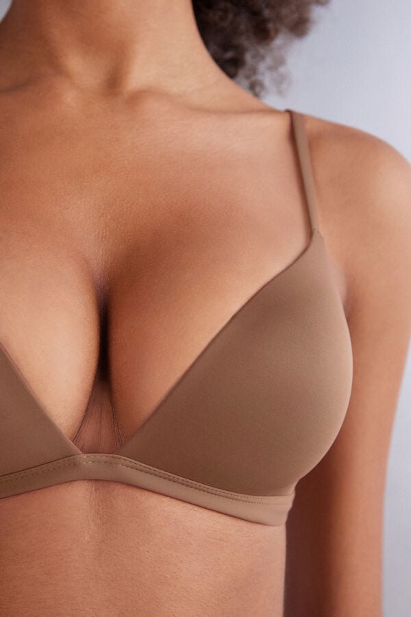 Dark Beige Intimissimi Tiziana Microfiber Triangle Women Bra | 7652WXDAG