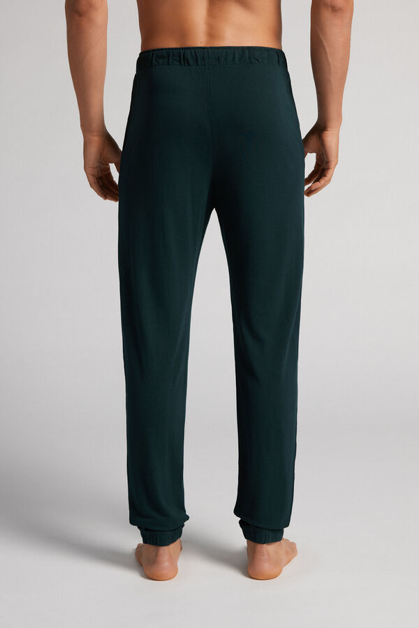 Dark Green Intimissimi Modal And Silk Piqué Full Length Men Pants | 7549GFCHO