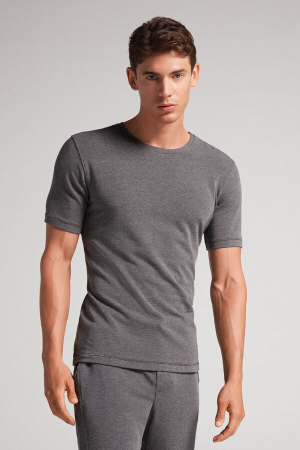 Deep Grey Intimissimi Short-Sleeve Modal-Cashmere Men T-Shirt | 4150QUZSM