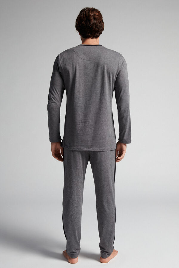 Deep Grey Intimissimi Superior Cotton Full Length Men Pajamas | 7164BQXZP