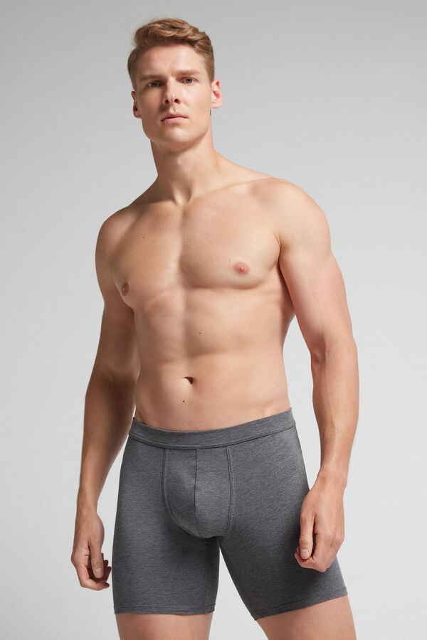 Deep Grey Intimissimi Superior Cotton Long Men Boxer | 2437IFRNE