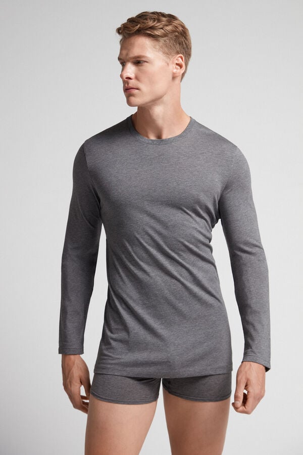 Deep Grey Intimissimi Superior Cotton Men Long Sleeve | 1463RQULE